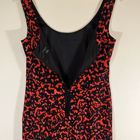 Ann Taylor Silk Blend Red Black Print Sleeveless Lined Sun Dress Women 6 Casual - Picture 4 of 7